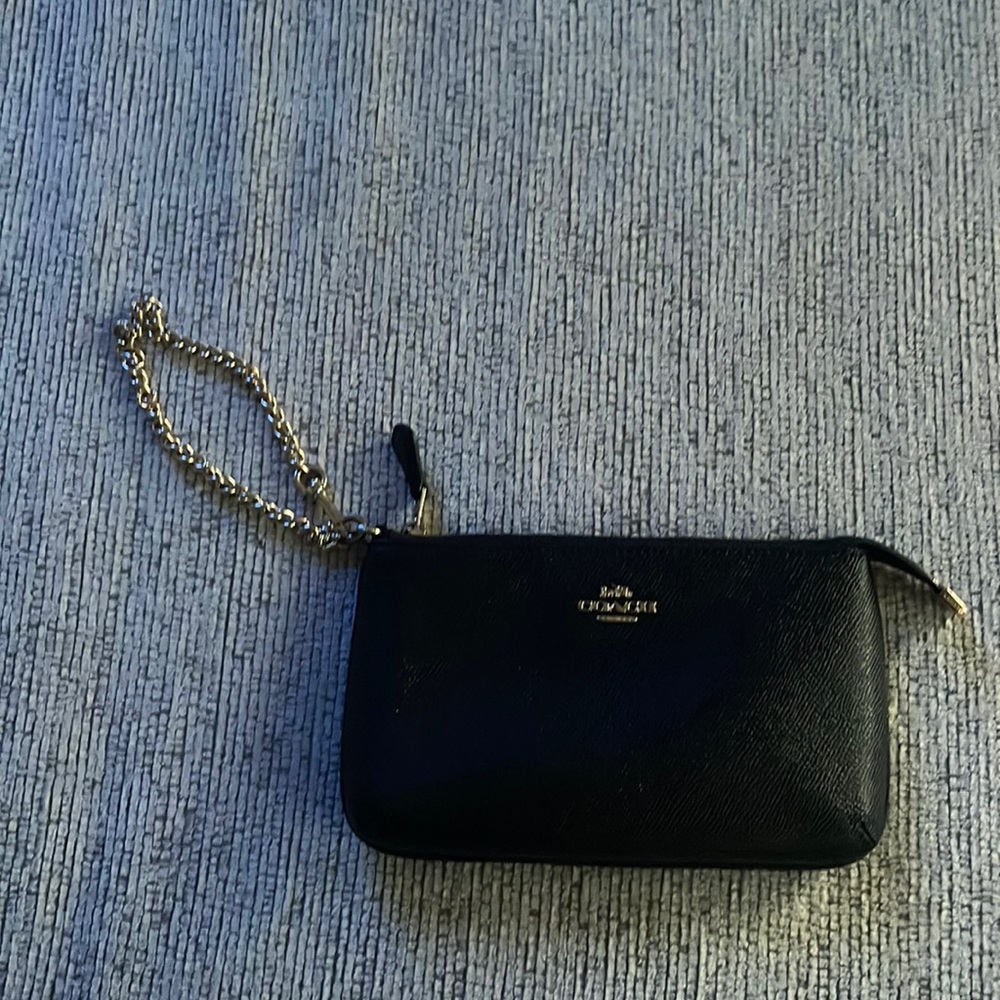 Black Leather Coach Wristlet